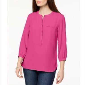 XL NEVER WORN magenta NYDJ Chiffon Henley Blouse